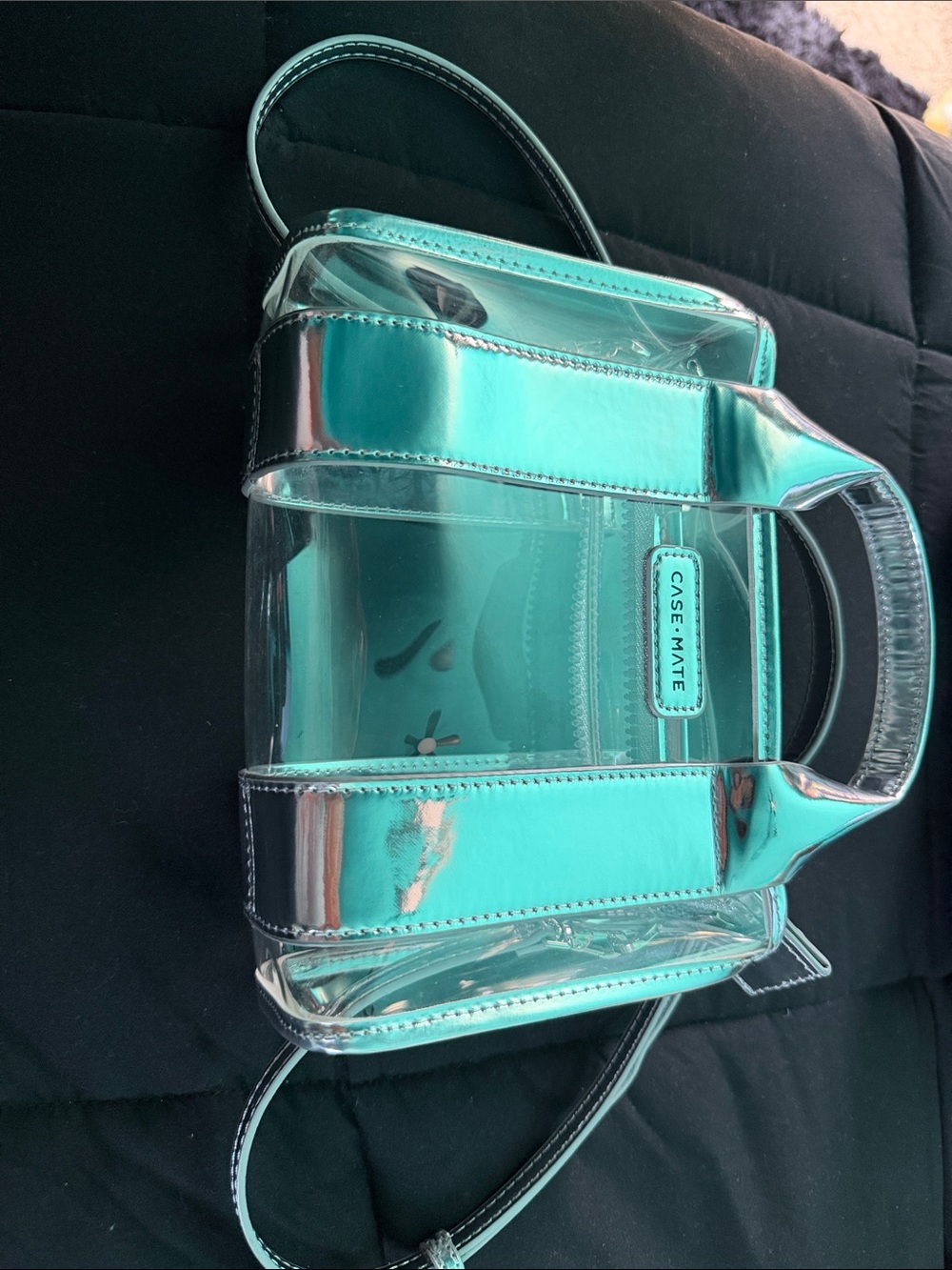 case-mate Teal Clear Crossbody Tote with Metallic Trim